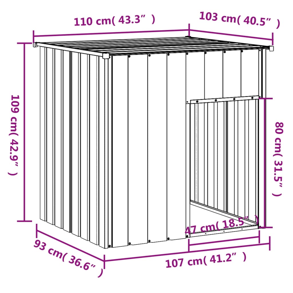 8720845903848_g_en_hd_3 vidaXL Dog House with Roof Anthracite 110x103x109 cm Galvanised Steel - Image 5