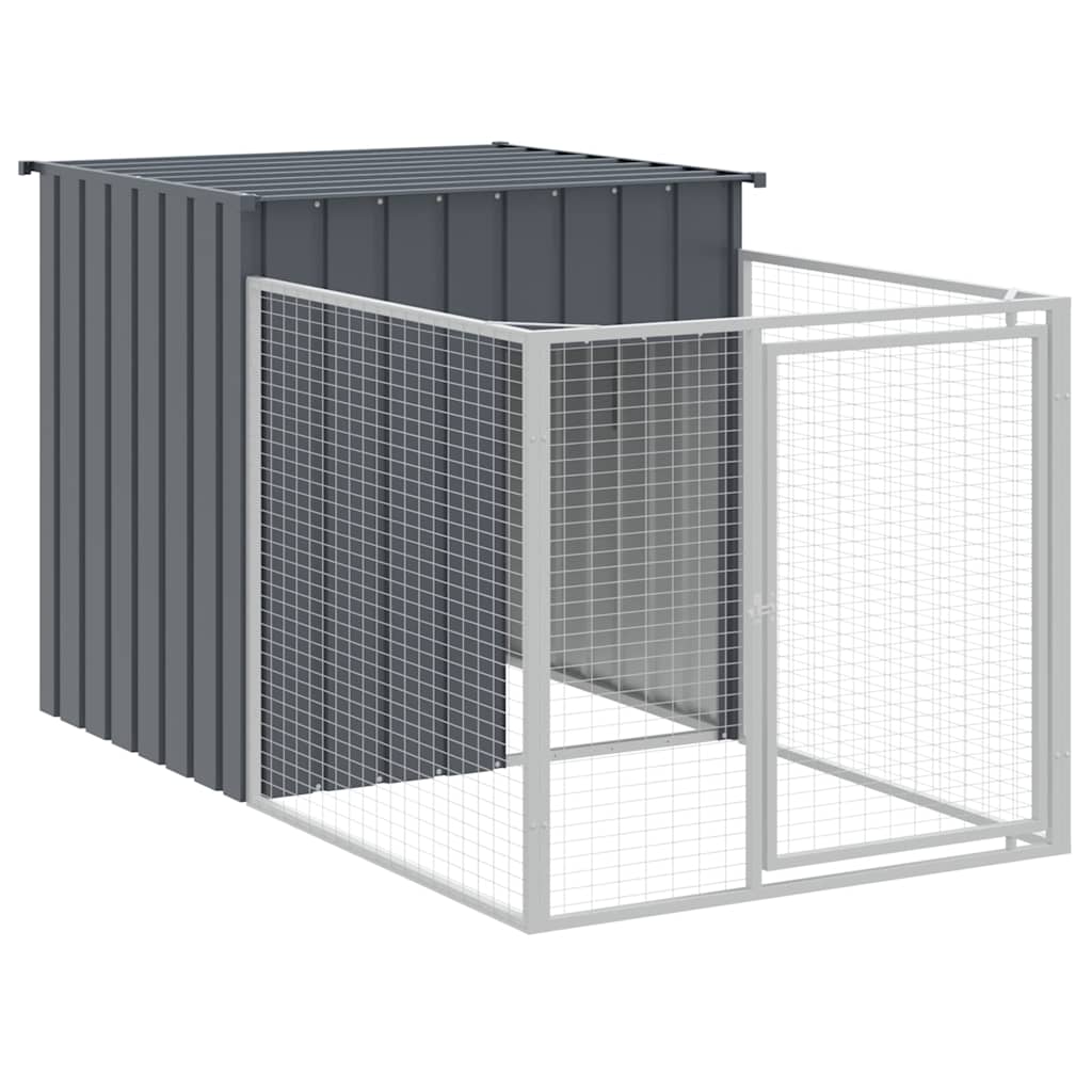 8720845903862_a_en_hd_1 vidaXL Dog House with Run Anthracite 110x201x110 cm Galvanised Steel - Image 2