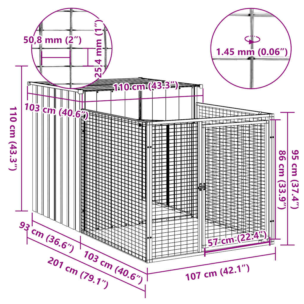 8720845903862_g_en_hd_3 vidaXL Dog House with Run Anthracite 110x201x110 cm Galvanised Steel - Image 5