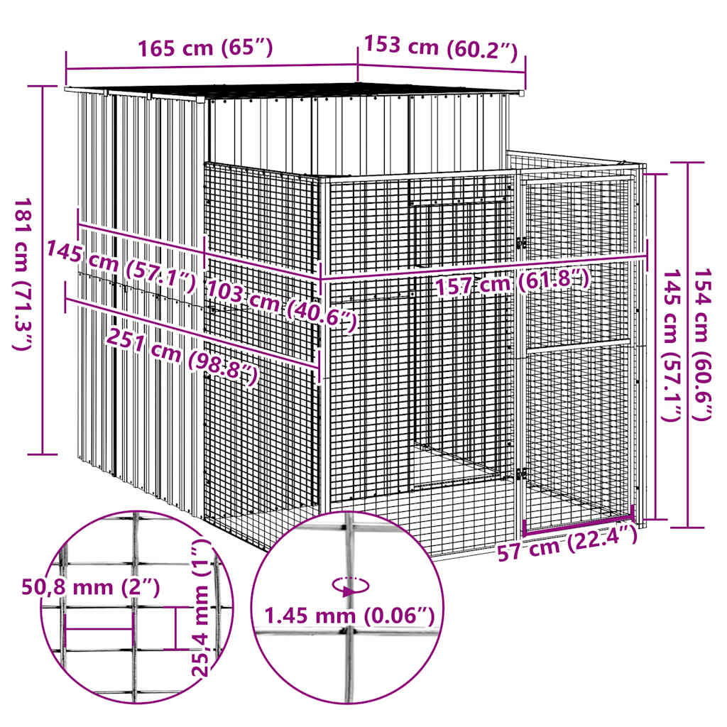 8720845903947_g_en_hd_3 vidaXL Dog House with Run Anthracite 165x251x181 cm Galvanised Steel - Image 5