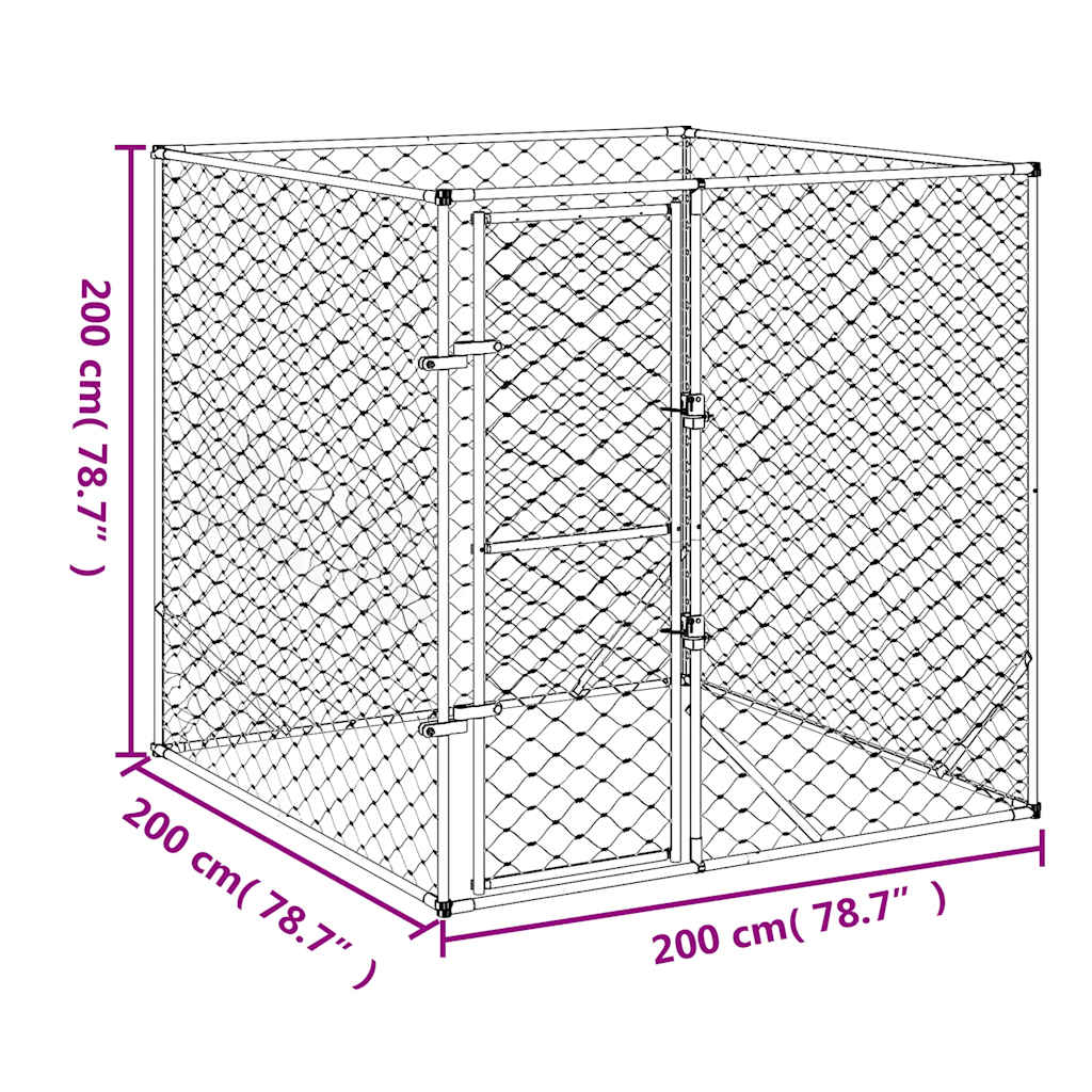 8720845913182_g_en_hd_3 vidaXL Outdoor Dog Kennel Silver 2x2x2 m Galvanised Steel - Image 5
