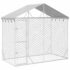 vidaXL Outdoor Dog Kennel with Roof Silver 3x1.5x2.5 m Galvanised Steel - Image 2