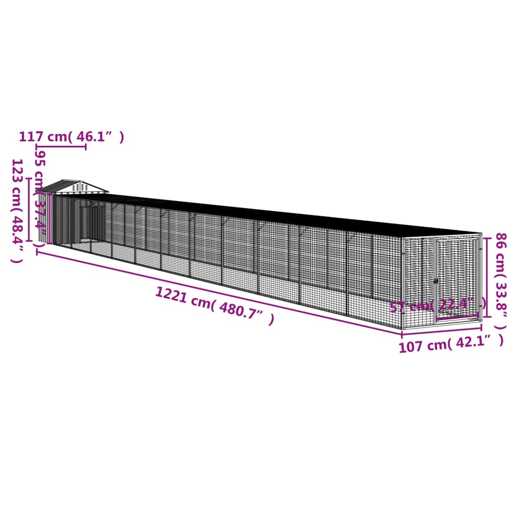 8720845916886_g_en_hd_6 vidaXL Chicken Cage with Run Anthracite 117x1221x123 cm Galvanised Steel - Image 8