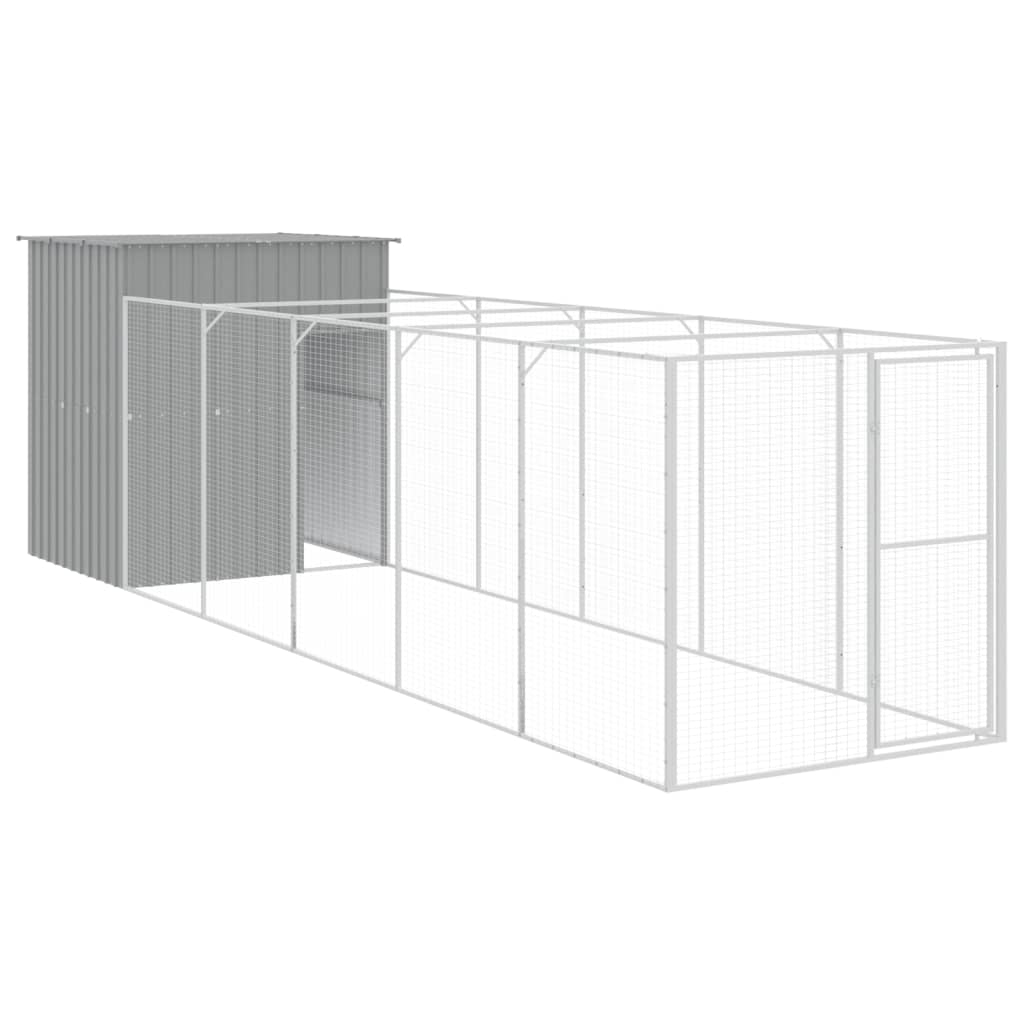 8720845917203_a_en_hd_1 vidaXL Dog House with Run Light Grey 165x659x181 cm Galvanised Steel - Image 2