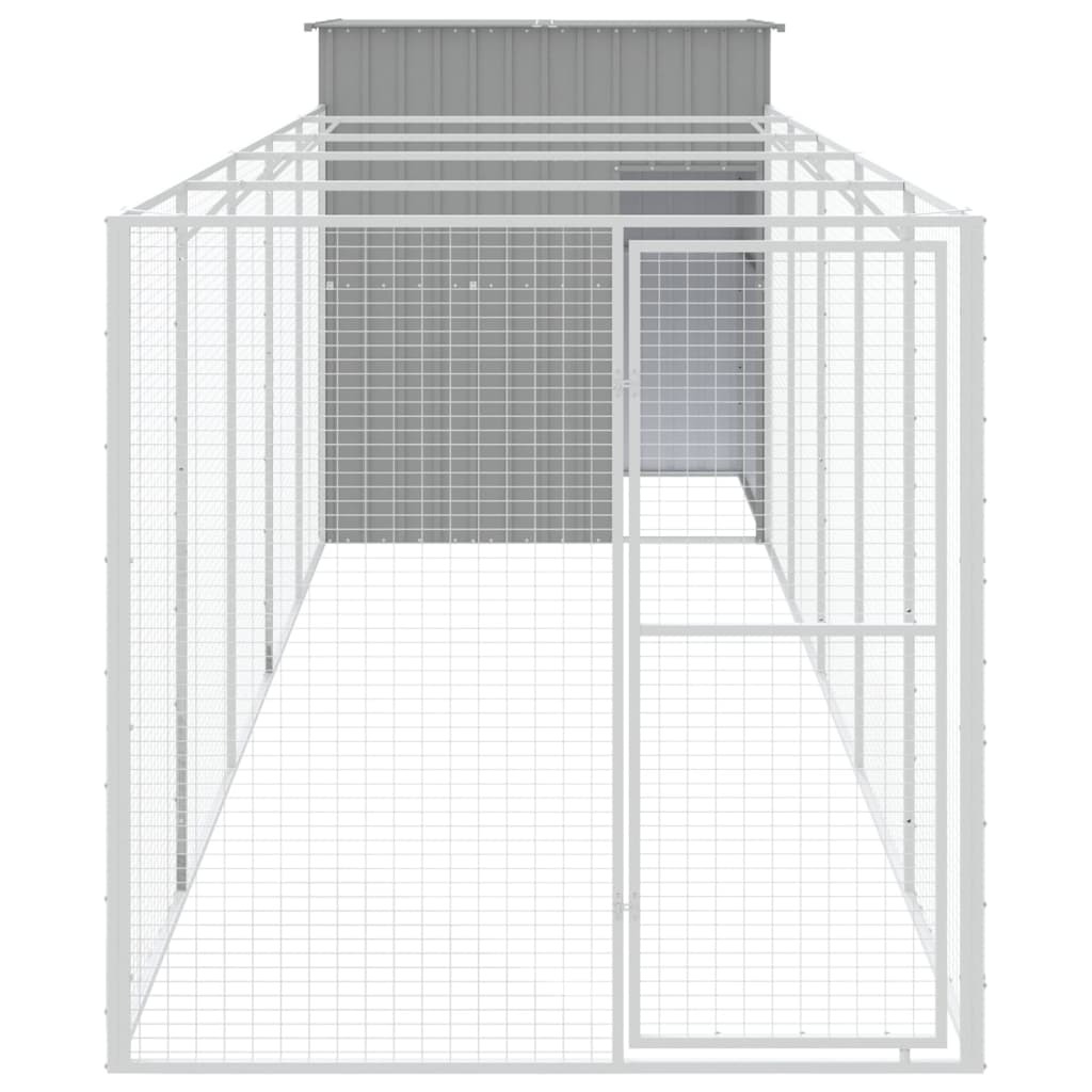 8720845917203_g_en_hd_1 vidaXL Dog House with Run Light Grey 165x659x181 cm Galvanised Steel - Image 3