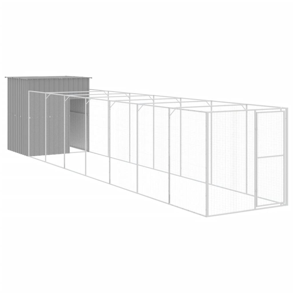 8720845917210_a_en_hd_1 vidaXL Dog House with Run Light Grey 165x863x181 cm Galvanised Steel - Image 2