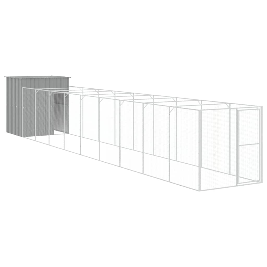 8720845917227_a_en_hd_1 vidaXL Dog House with Run Light Grey 165x1067x181 cm Galvanised Steel - Image 2