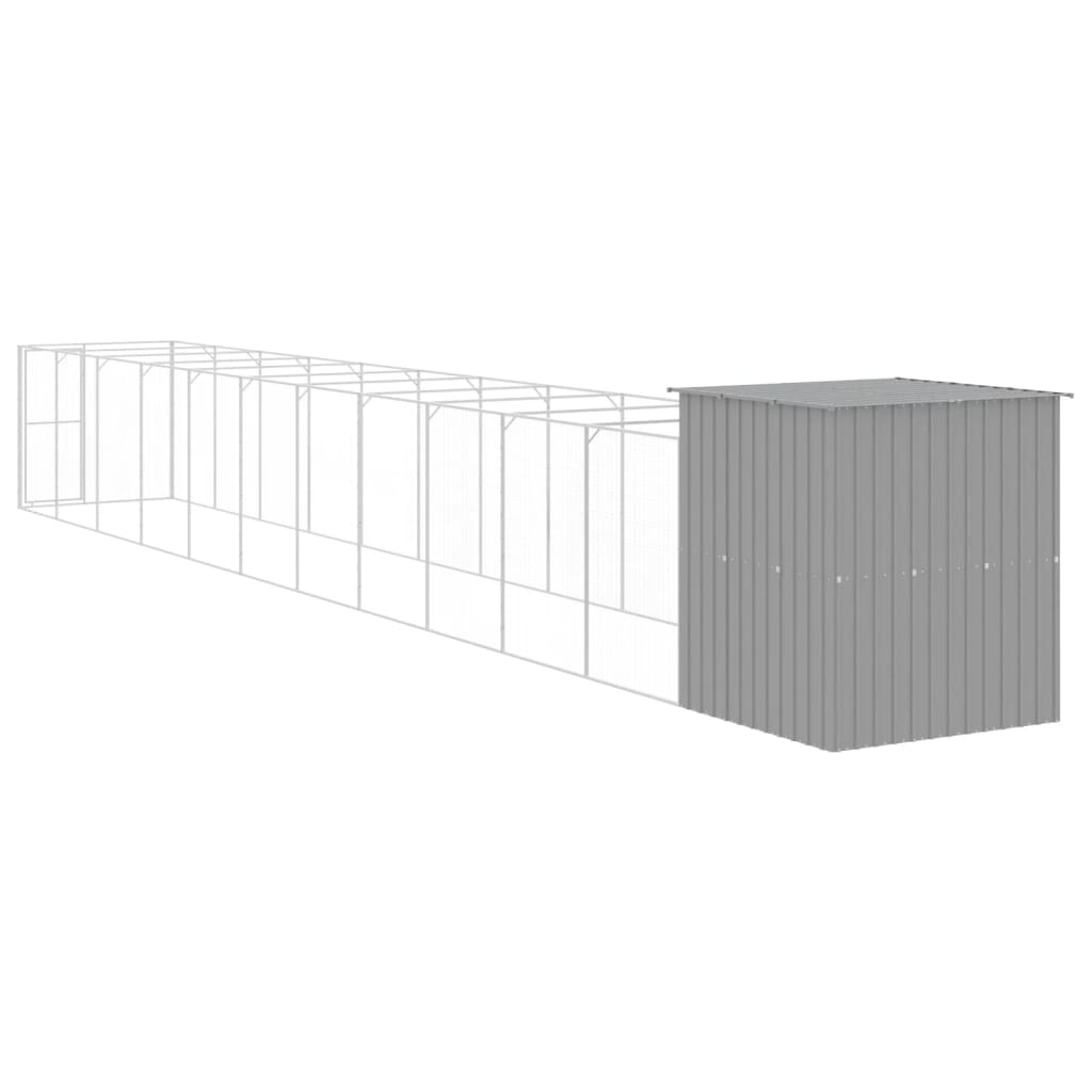 8720845917234_g_en_hd_3 vidaXL Dog House with Run Light Grey 165x1271x181 cm Galvanised Steel - Image 5