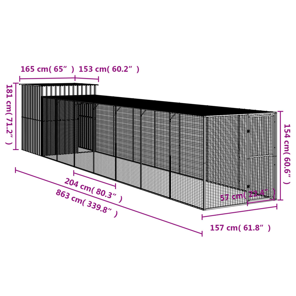 8720845917265_g_en_hd_6 vidaXL Chicken Cage with Run Anthracite 165x863x181 cm Galvanised Steel - Image 8