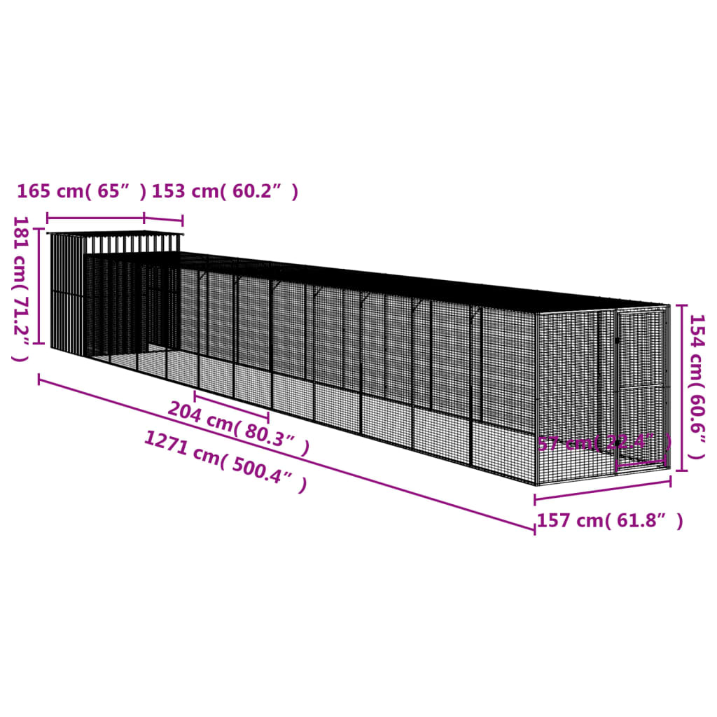 8720845917333_g_en_hd_6 vidaXL Chicken Cage with Run Light Grey 165x1271x181 cm Galvanised Steel - Image 8