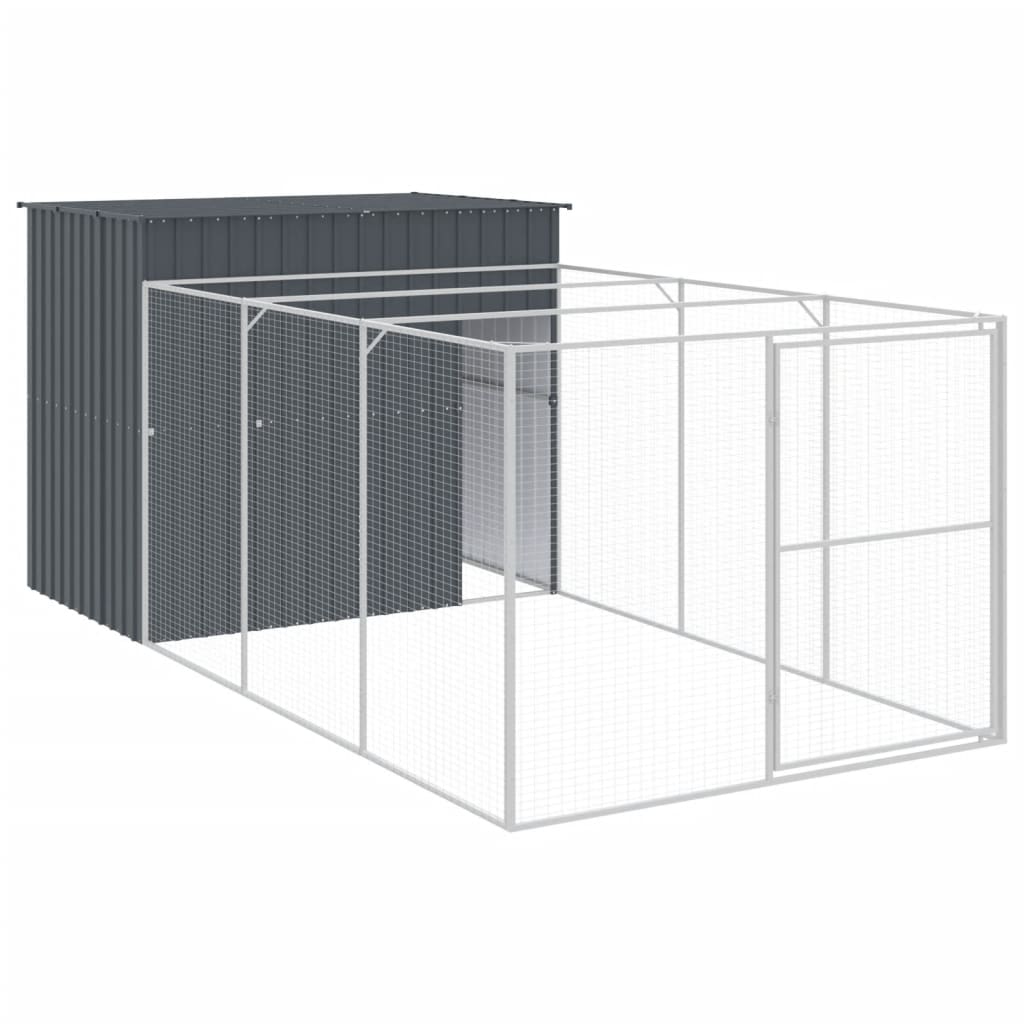 8720845917357_a_en_hd_1 vidaXL Dog House with Run Anthracite 214x457x181 cm Galvanised Steel - Image 2