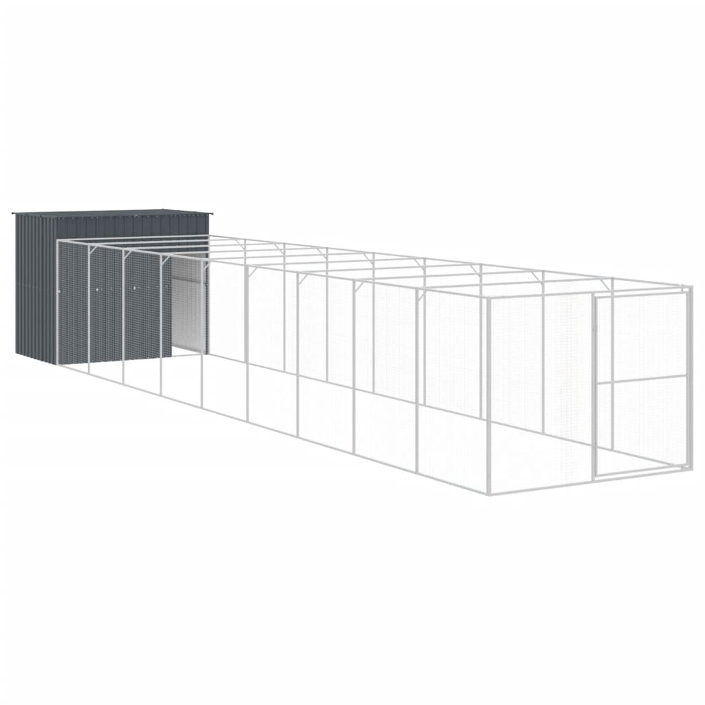 8720845917388_a_en_hd_1 vidaXL Dog House with Run Anthracite 214x1069x181 cm Galvanised Steel - Image 2
