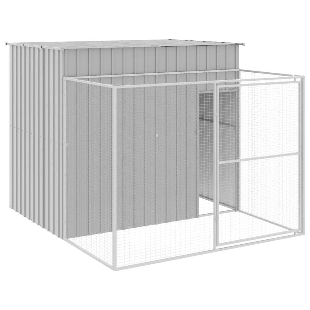 8720845917401_a_en_hd_1 vidaXL Dog House with Run Light Grey 214x253x181 cm Galvanised Steel - Image 2
