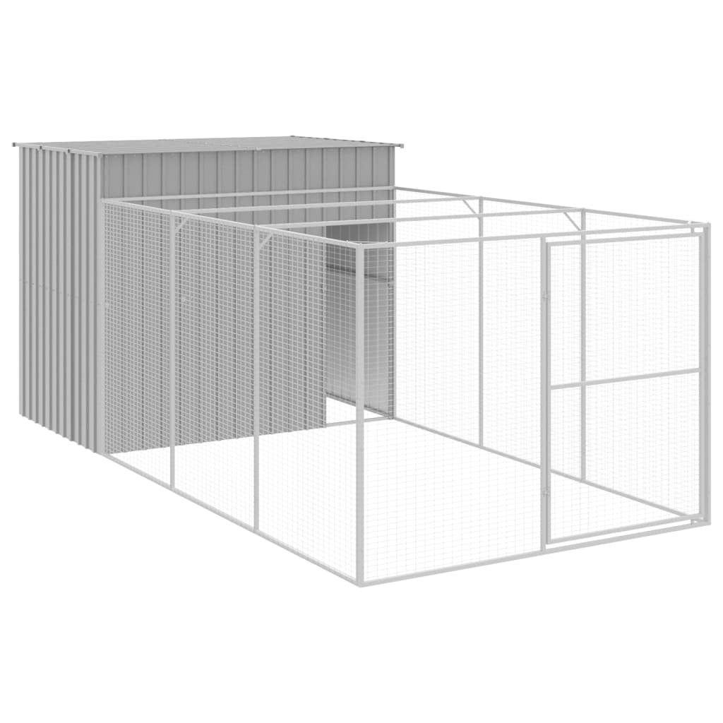 8720845917418_a_en_hd_1 vidaXL Dog House with Run Light Grey 214x457x181 cm Galvanised Steel - Image 2