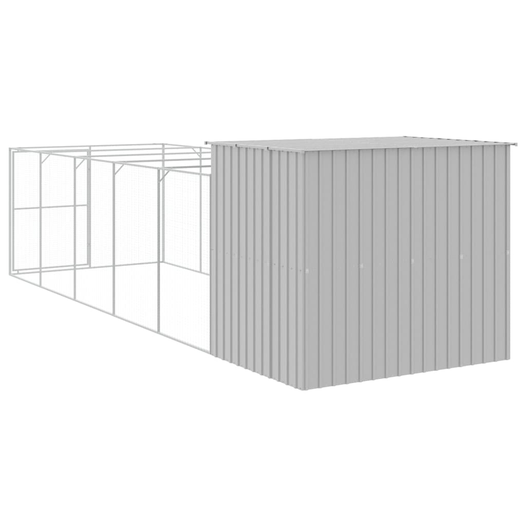 8720845917425_g_en_hd_3 vidaXL Dog House with Run Light Grey 214x661x181 cm Galvanised Steel - Image 5