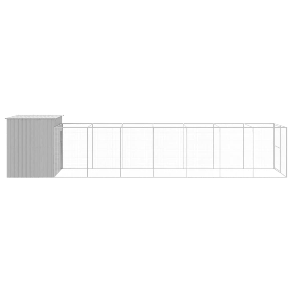 8720845917432_g_en_hd_2 vidaXL Dog House with Run Light Grey 214x865x181 cm Galvanised Steel - Image 4