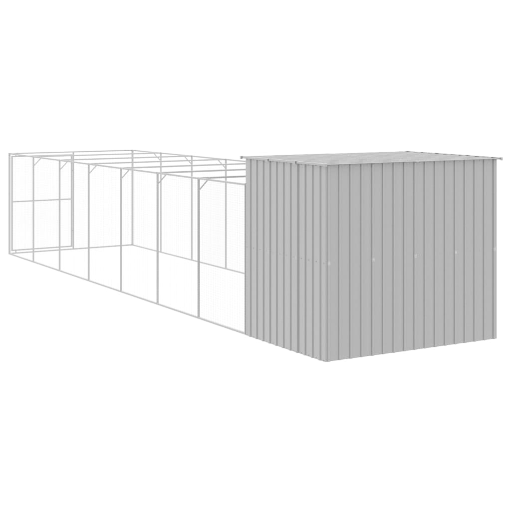8720845917432_g_en_hd_3 vidaXL Dog House with Run Light Grey 214x865x181 cm Galvanised Steel - Image 5
