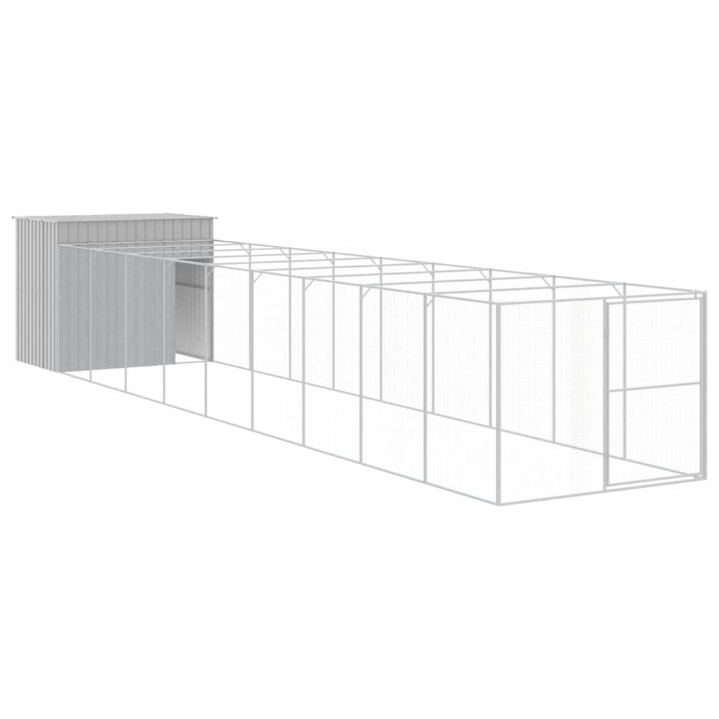 8720845917449_a_en_hd_1 vidaXL Dog House with Run Light Grey 214x1069x181 cm Galvanised Steel - Image 2