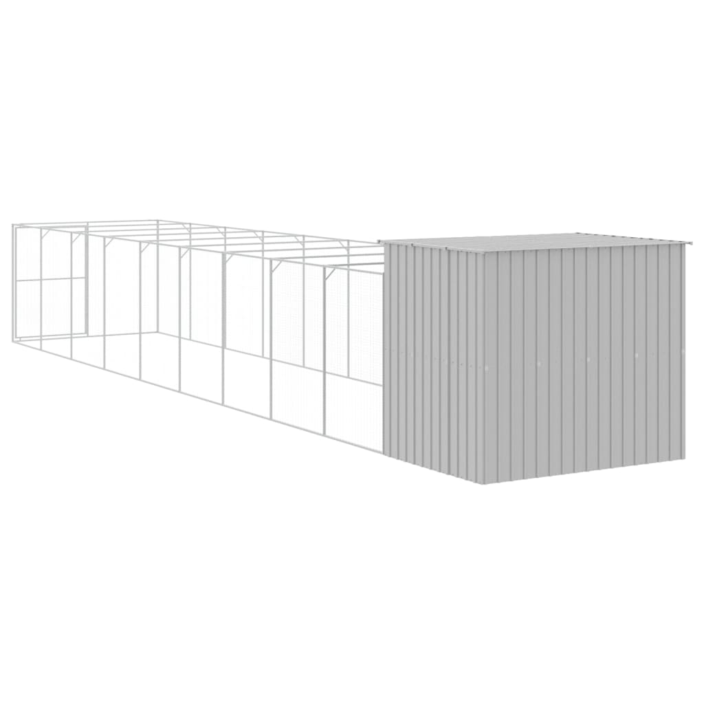 8720845917449_g_en_hd_3 vidaXL Dog House with Run Light Grey 214x1069x181 cm Galvanised Steel - Image 5