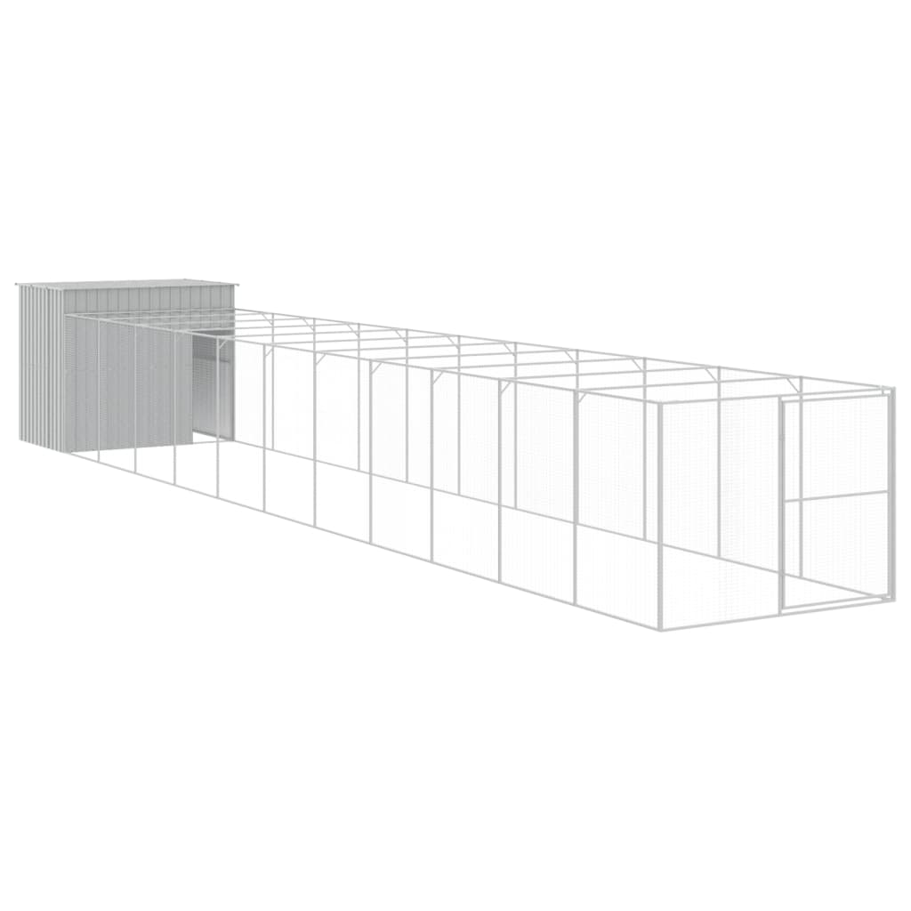 8720845917456_a_en_hd_1 vidaXL Dog House with Run Light Grey 214x1273x181 cm Galvanised Steel - Image 2
