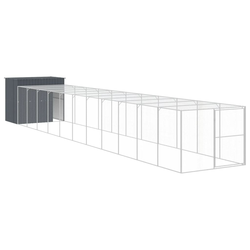 8720845917517_a_en_hd_1 vidaXL Dog House with Run Anthracite 214x1273x181 cm Galvanised Steel - Image 2