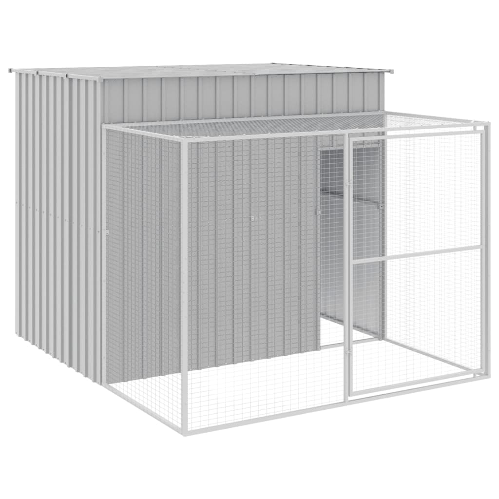 8720845917524_a_en_hd_1 vidaXL Dog House with Run Light Grey 214x253x181 cm Galvanised Steel - Image 2