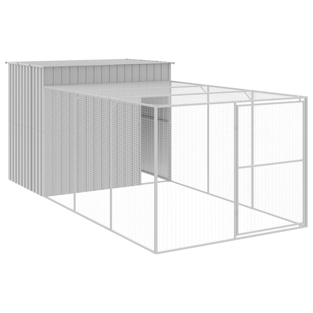 8720845917531_a_en_hd_1 vidaXL Dog House with Run Light Grey 214x457x181 cm Galvanised Steel - Image 2