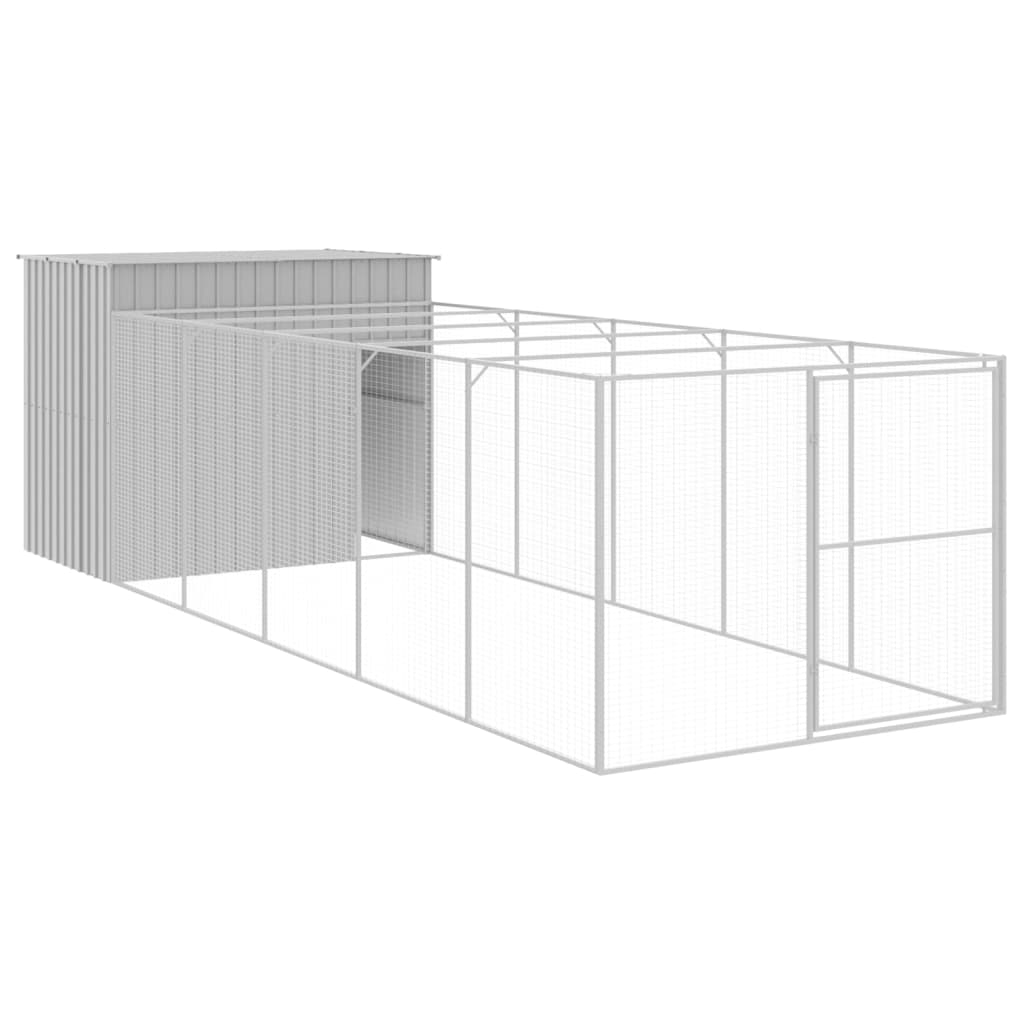 8720845917548_a_en_hd_1 vidaXL Dog House with Run Light Grey 214x661x181 cm Galvanised Steel - Image 2