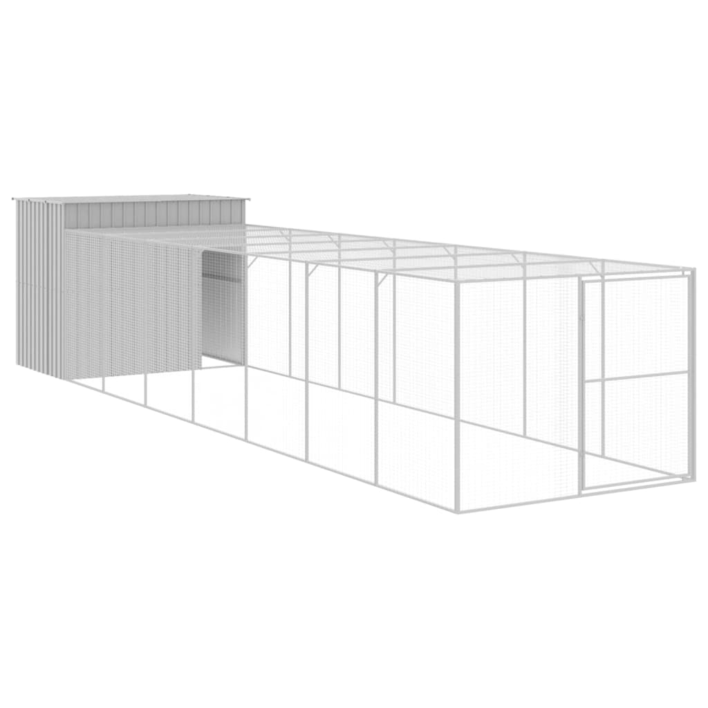 8720845917555_a_en_hd_1 vidaXL Dog House with Run Light Grey 214x865x181 cm Galvanised Steel - Image 2
