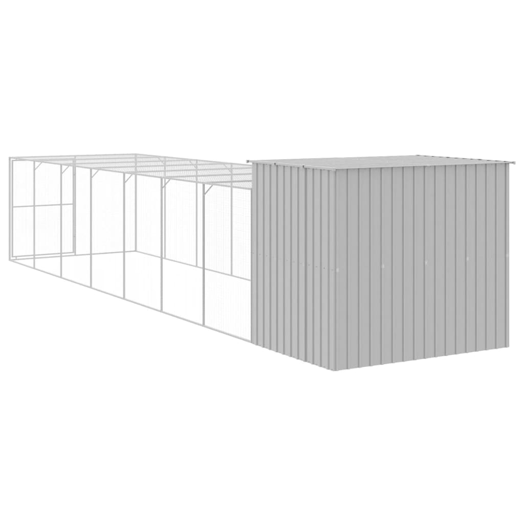 8720845917555_g_en_hd_3 vidaXL Dog House with Run Light Grey 214x865x181 cm Galvanised Steel - Image 5
