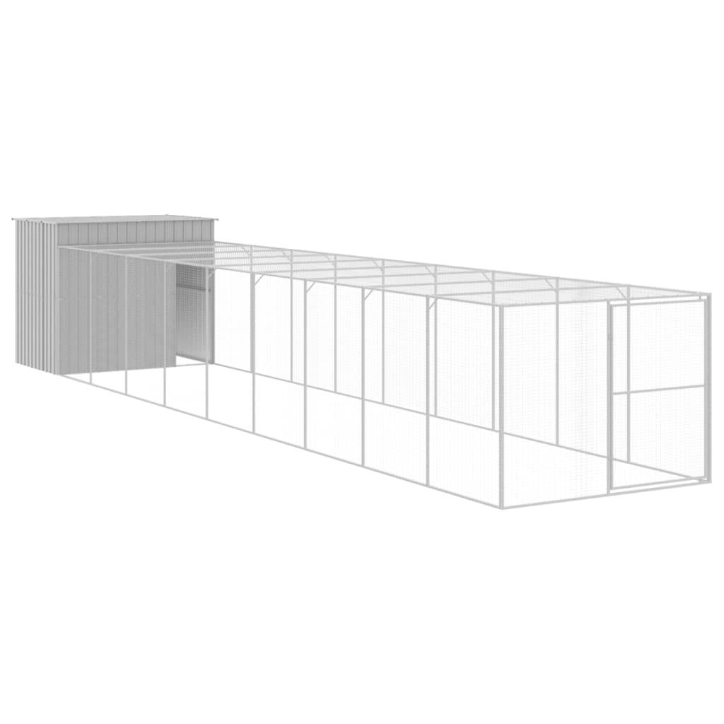 8720845917562_a_en_hd_1 vidaXL Dog House with Run Light Grey 214x1069x181 cm Galvanised Steel - Image 2
