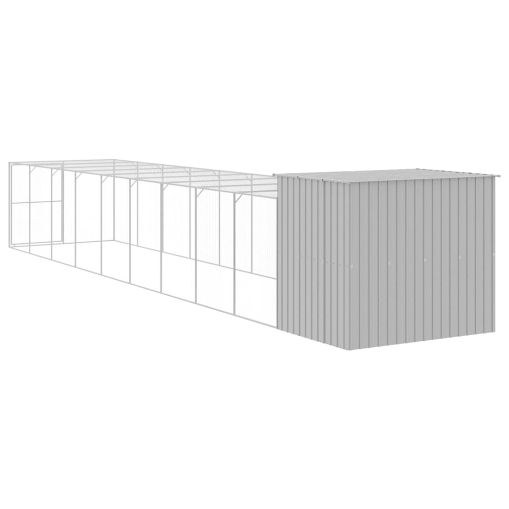 8720845917562_g_en_hd_3 vidaXL Dog House with Run Light Grey 214x1069x181 cm Galvanised Steel - Image 5