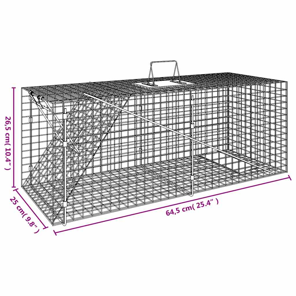 8720845920784_g_en_hd_5 vidaXL Animal Trap 64.5x25x26.5 cm Galvanised Iron - Image 6