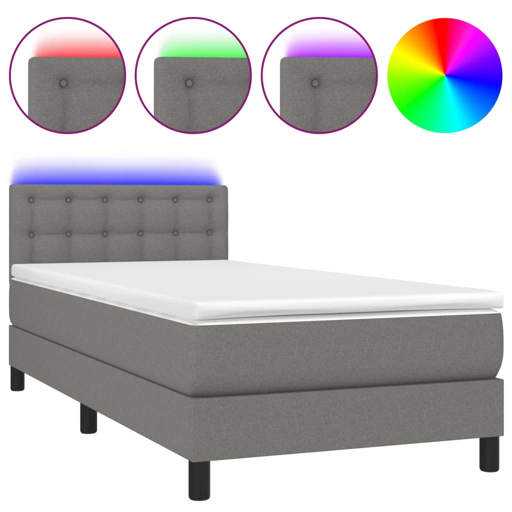 8720845923914_a_en_hd_1 vidaXL Box Spring Bed with Mattress&LED Dark Grey 100x200cm Fabric - Image 2