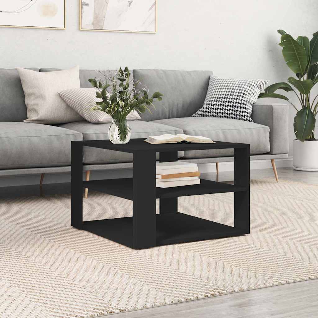 vidaXL Coffee Table Black 59.5x59.5x40 cm Engineered Wood