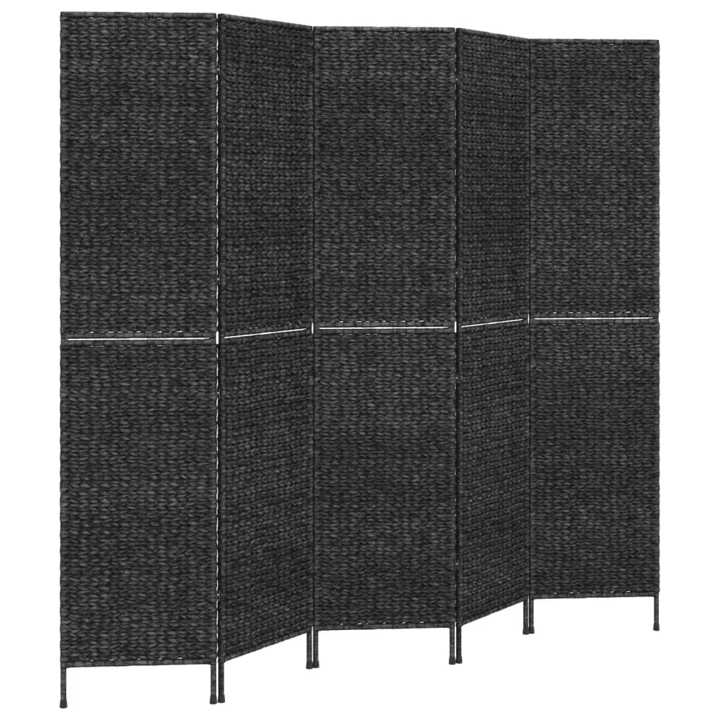 8720845925727_a_en_hd_1 vidaXL Room Divider 5-Panel Black 205x180 cm Water Hyacinth - Image 2