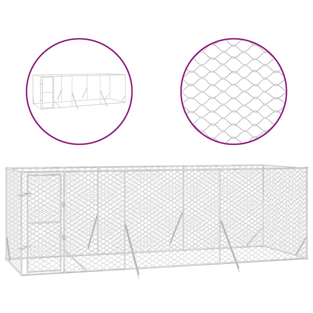 8720845942380_a_en_hd_1 vidaXL Outdoor Dog Kennel Silver 6x2x2 m Galvanised Steel - Image 2
