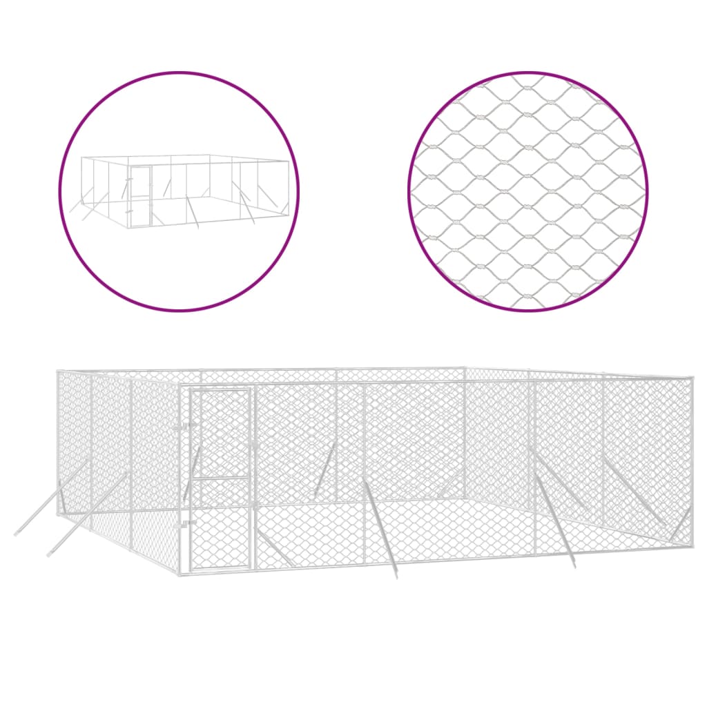 8720845942397_a_en_hd_1 vidaXL Outdoor Dog Kennel Silver 6x6x2 m Galvanised Steel - Image 2
