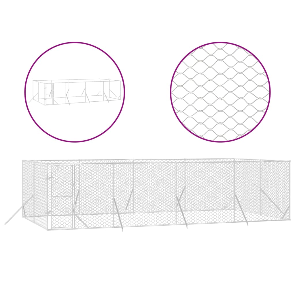 8720845942427_a_en_hd_1 vidaXL Outdoor Dog Kennel Silver 8x4x2 m Galvanised Steel - Image 2