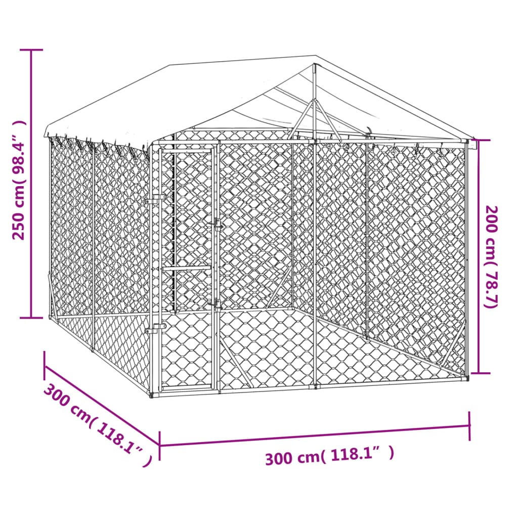 8720845942656_g_en_hd_2 vidaXL Outdoor Dog Kennel with Roof Silver 3x3x2.5 m Galvanised Steel - Image 4