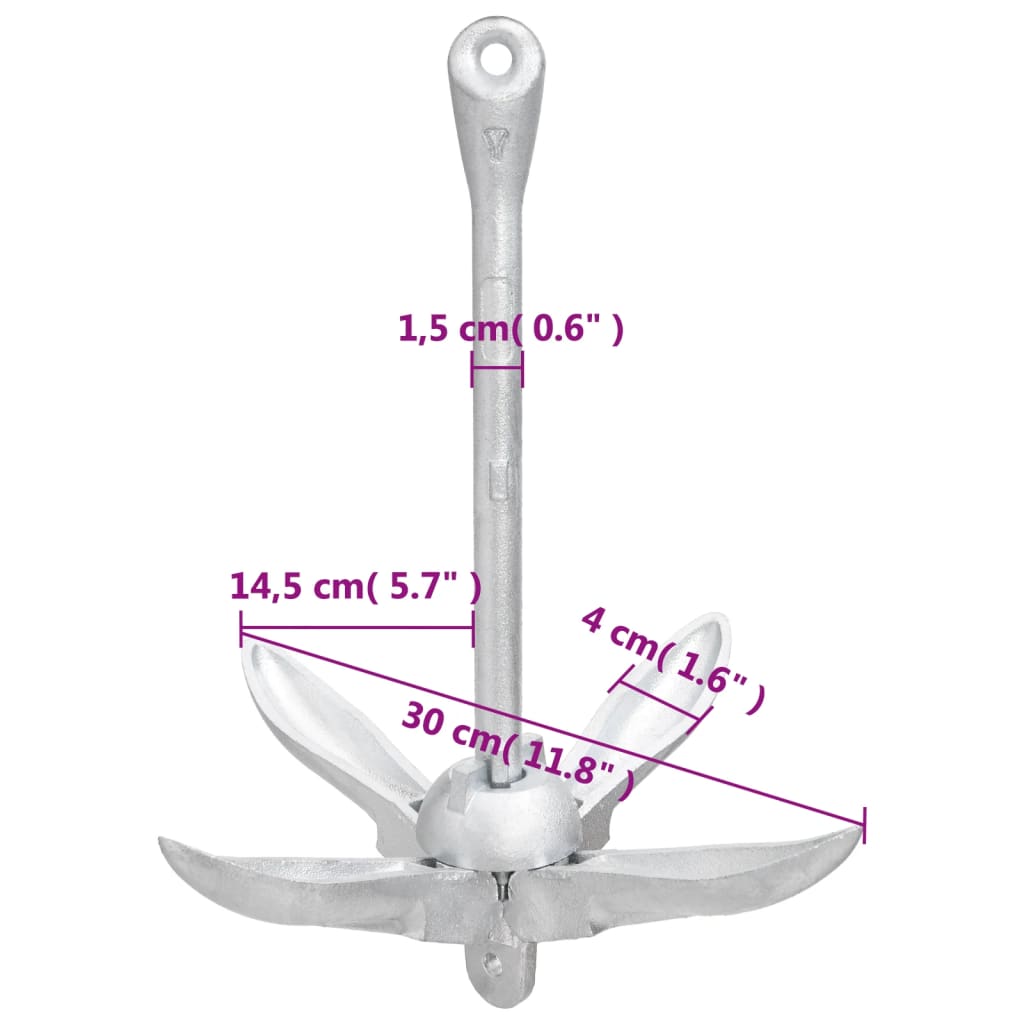 8720845951214_g_en_hd_12 vidaXL Folding Anchor with Rope Silver 1.5 kg Malleable Iron - Image 13