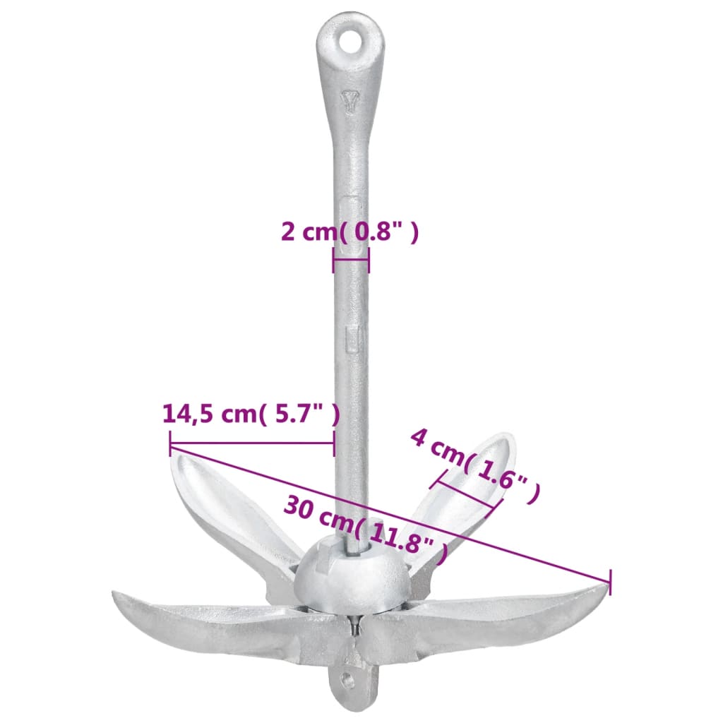 8720845951221_g_en_hd_12 vidaXL Folding Anchor with Rope Silver 2.5 kg Malleable Iron - Image 13