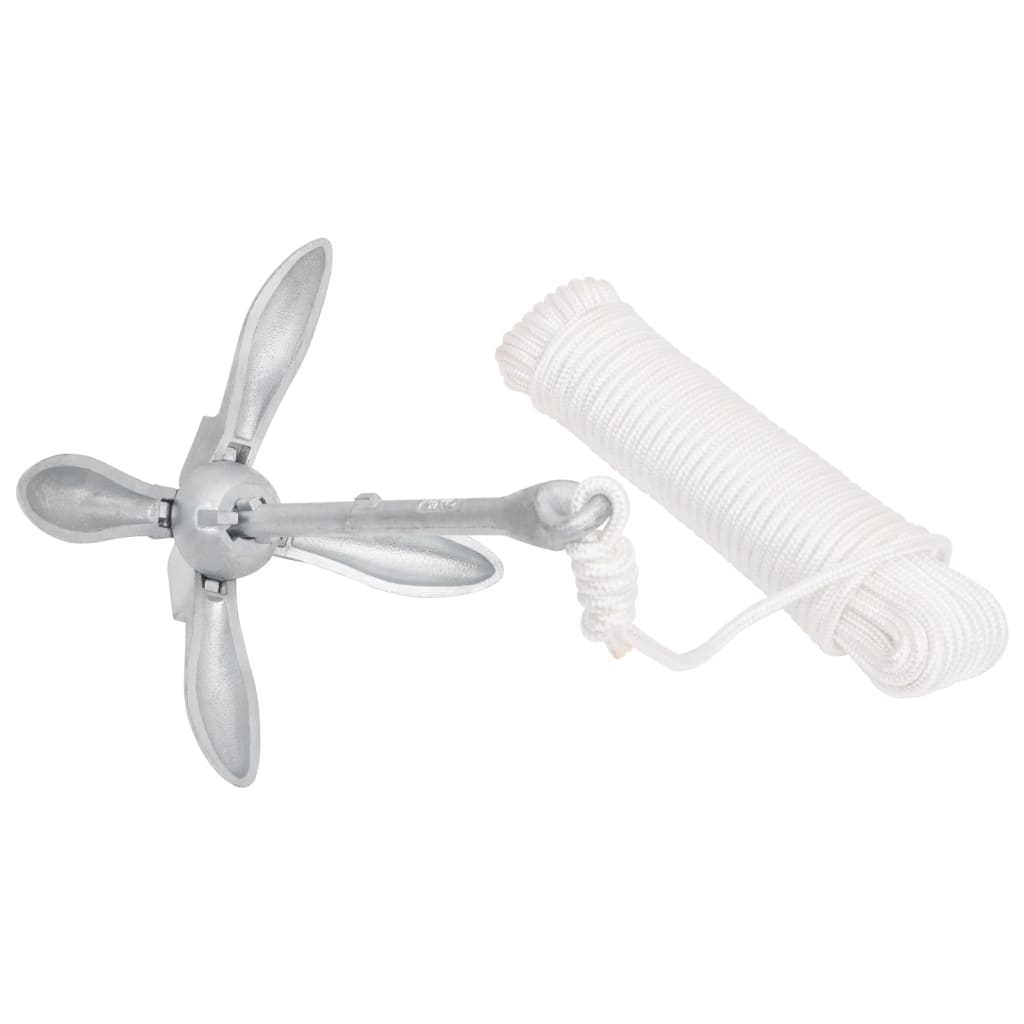 8720845951221_g_en_hd_2 vidaXL Folding Anchor with Rope Silver 2.5 kg Malleable Iron - Image 3