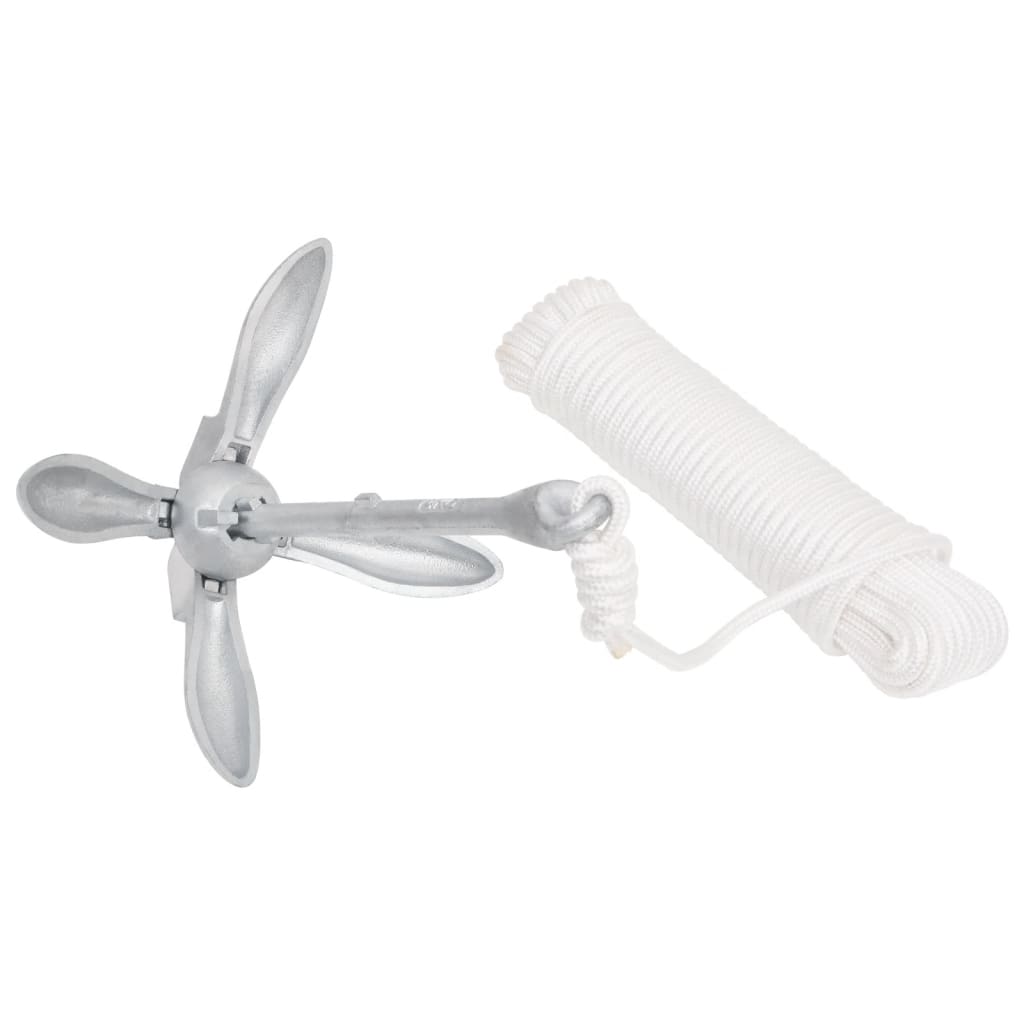 8720845951238_g_en_hd_2 vidaXL Folding Anchor with Rope Silver 3.2 kg Malleable Iron - Image 3