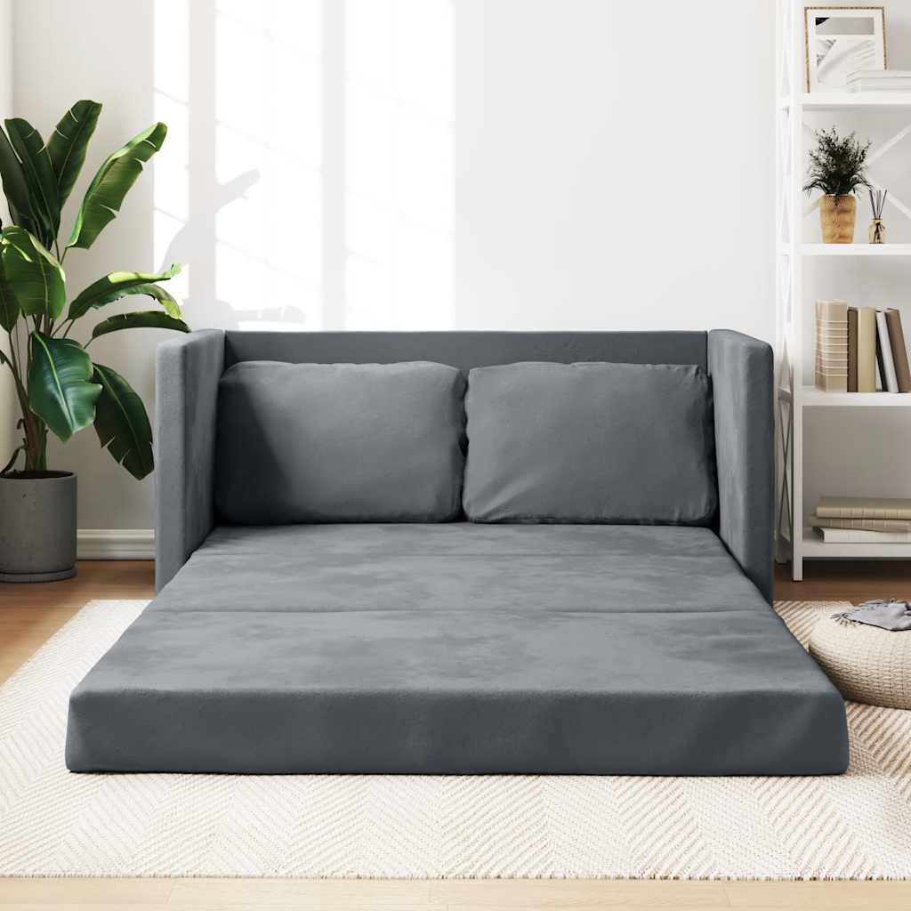 8720845952532_m_en_hd_1 vidaXL Floor Sofa Bed 2-in-1 Dark Grey 122x204x55 cm Velvet - Image 1