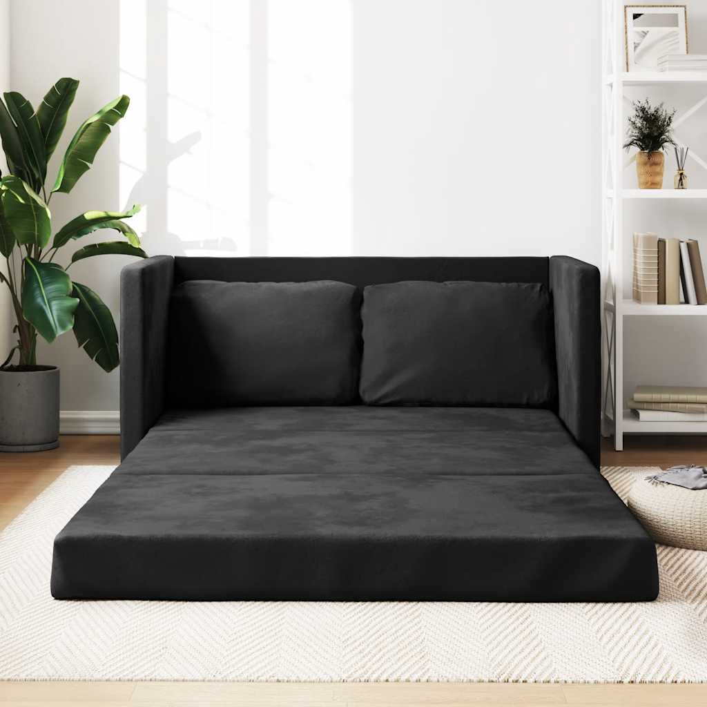 8720845952549_m_en_hd_1 vidaXL Floor Sofa Bed 2-in-1 Black 122x204x55 cm Velvet - Image 1