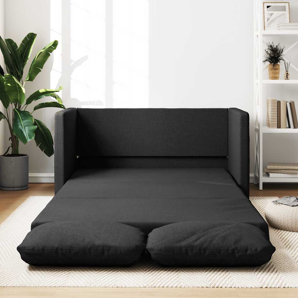vidaXL Floor Sofa Bed 2-in-1 Black 112x174x55 cm Fabric