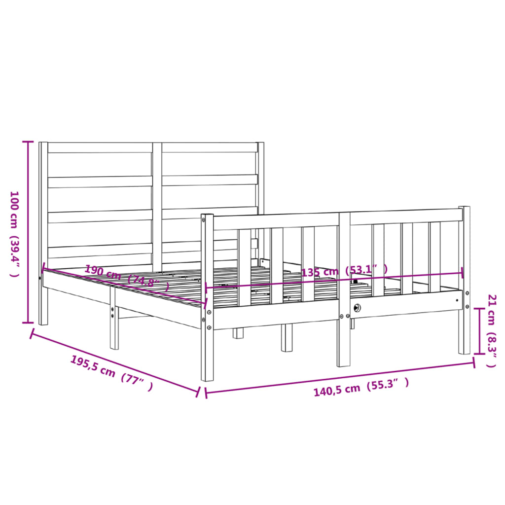 8720845970529_g_en_hd_10 vidaXL Bed Frame without Mattress White 135x190 cm Solid Wood Pine - Image 12