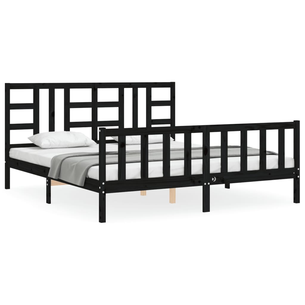 8720845971601_a_en_hd_1 vidaXL Bed Frame without Mattress Black 183x203 cm King Solid Wood Pine - Image 2