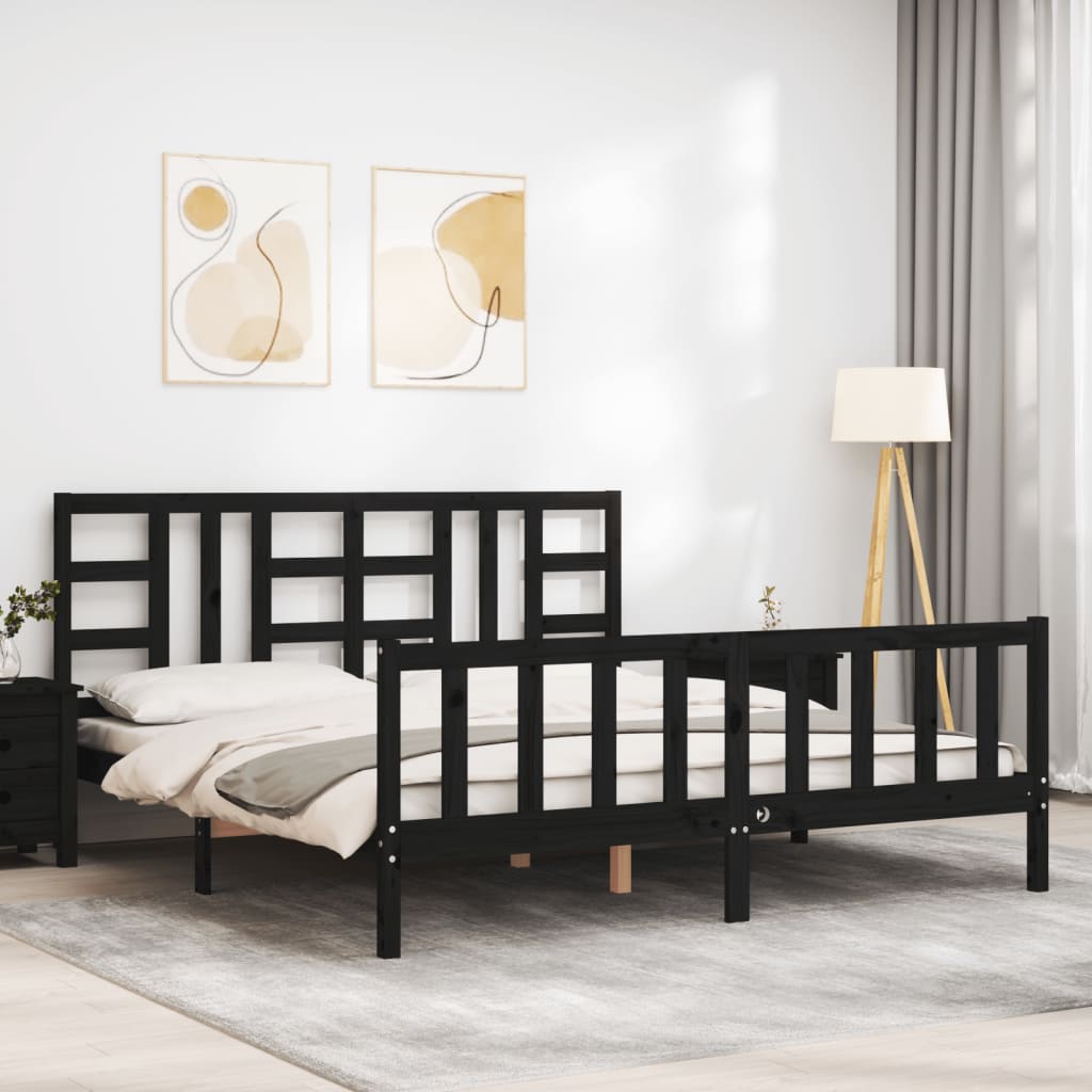 8720845971601_g_en_hd_1 vidaXL Bed Frame without Mattress Black 183x203 cm King Solid Wood Pine - Image 3